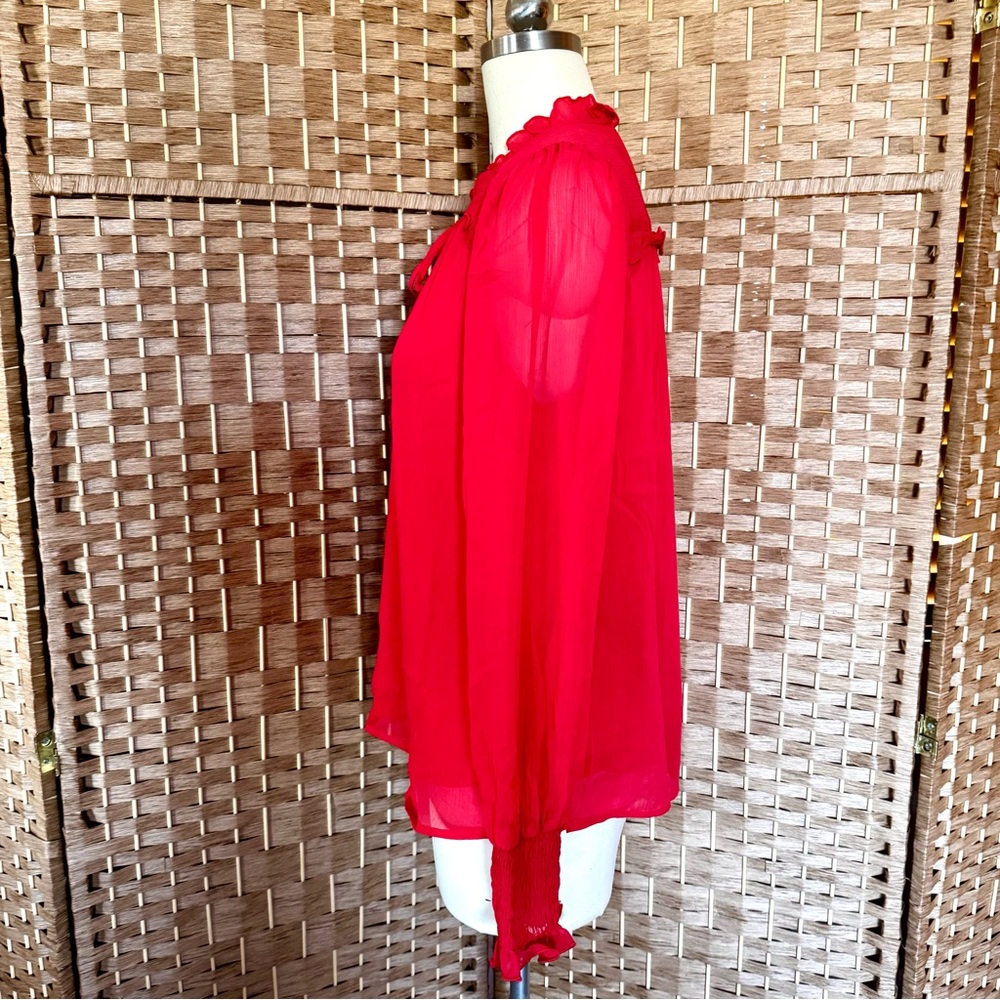 NWT red Tamara H. lined chiffon blouse M - Picture 8 of 13